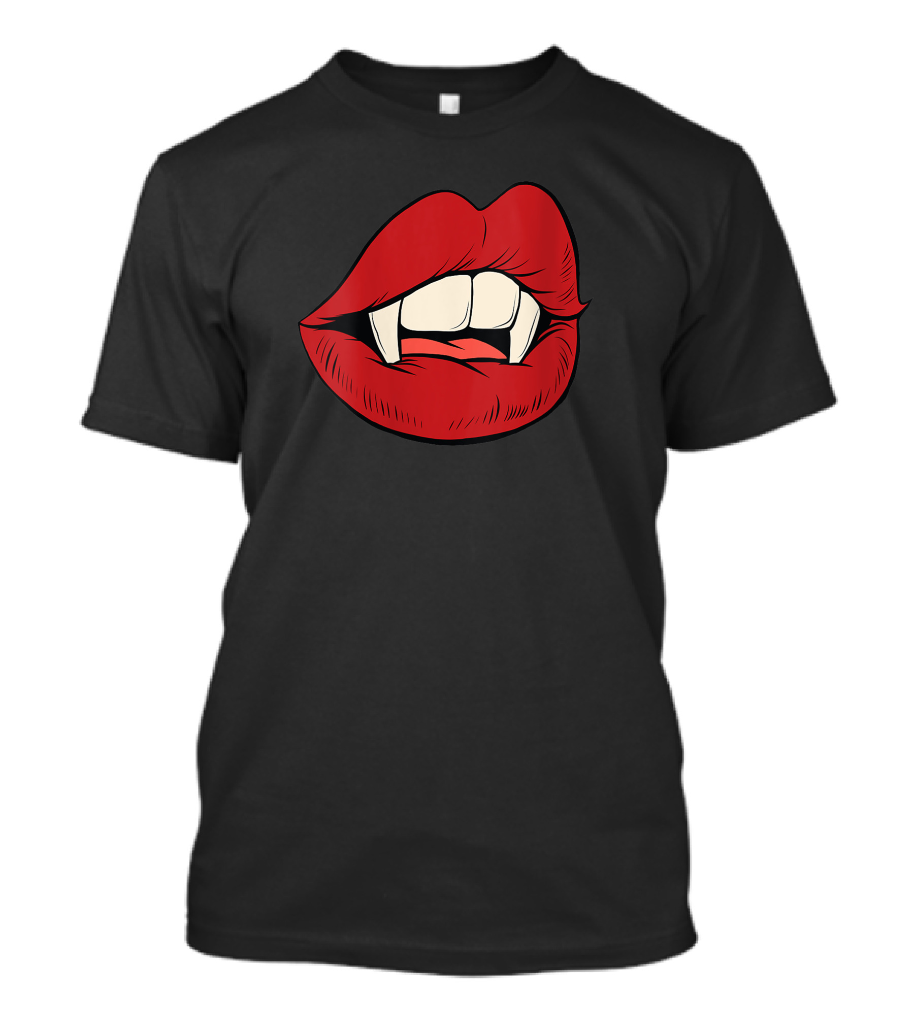 Women Vampire Kiss Halloween Rock Punk Goth Lips Fangs T-Shirt