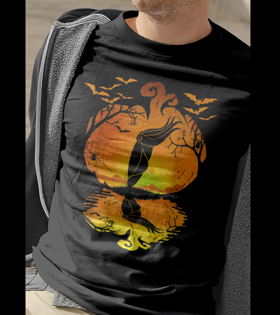 Halloween Cuttlefish Pumpkin With Bats And Spiderwebs T-Shirt