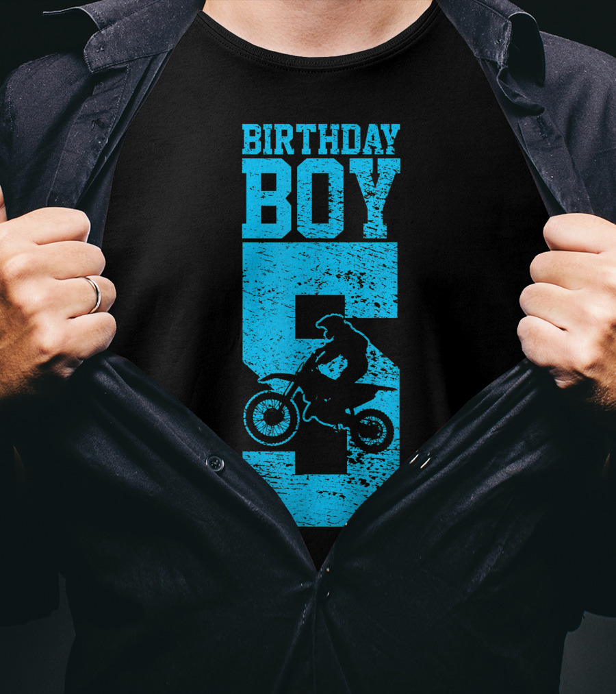 Birthday Boy 5 Motocross Dirt Bike T-Shirt