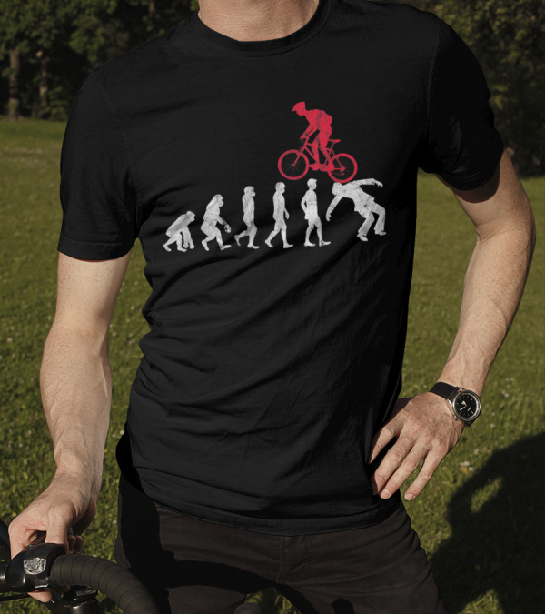 Mountain Bike Evolution Crash Funny MTB Bicycle Biker Rider T-Shirt