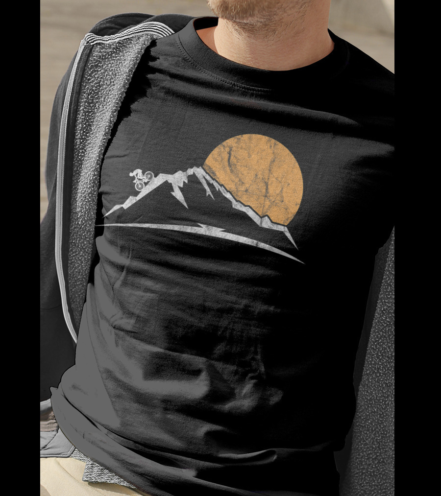 Mountain Bike MTB Downhill Biking Cycling With Sun And Mountain T-Shirt