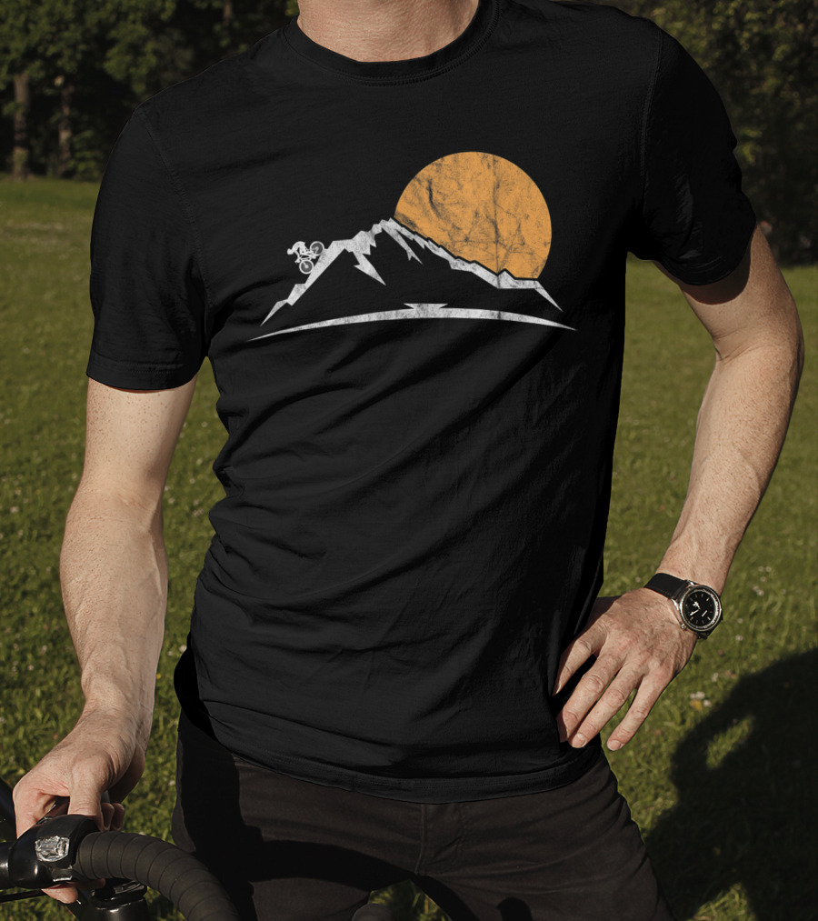 Mountain Bike MTB Downhill Biking Cycling With Sun And Mountain T-Shirt