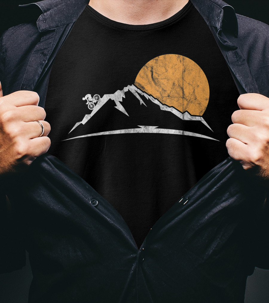 Mountain Bike MTB Downhill Biking Cycling With Sun And Mountain T-Shirt