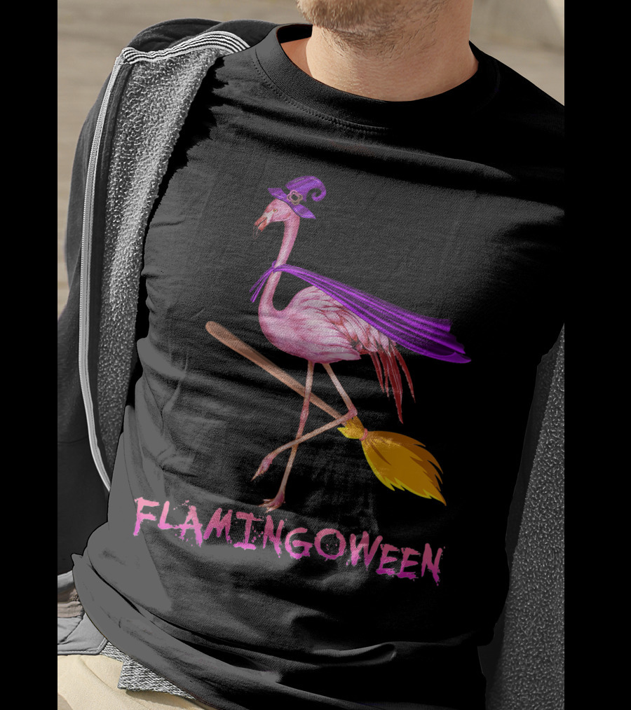 Flamingoween Funny Flamingo Witch Halloween Costume Best T-Shirt
