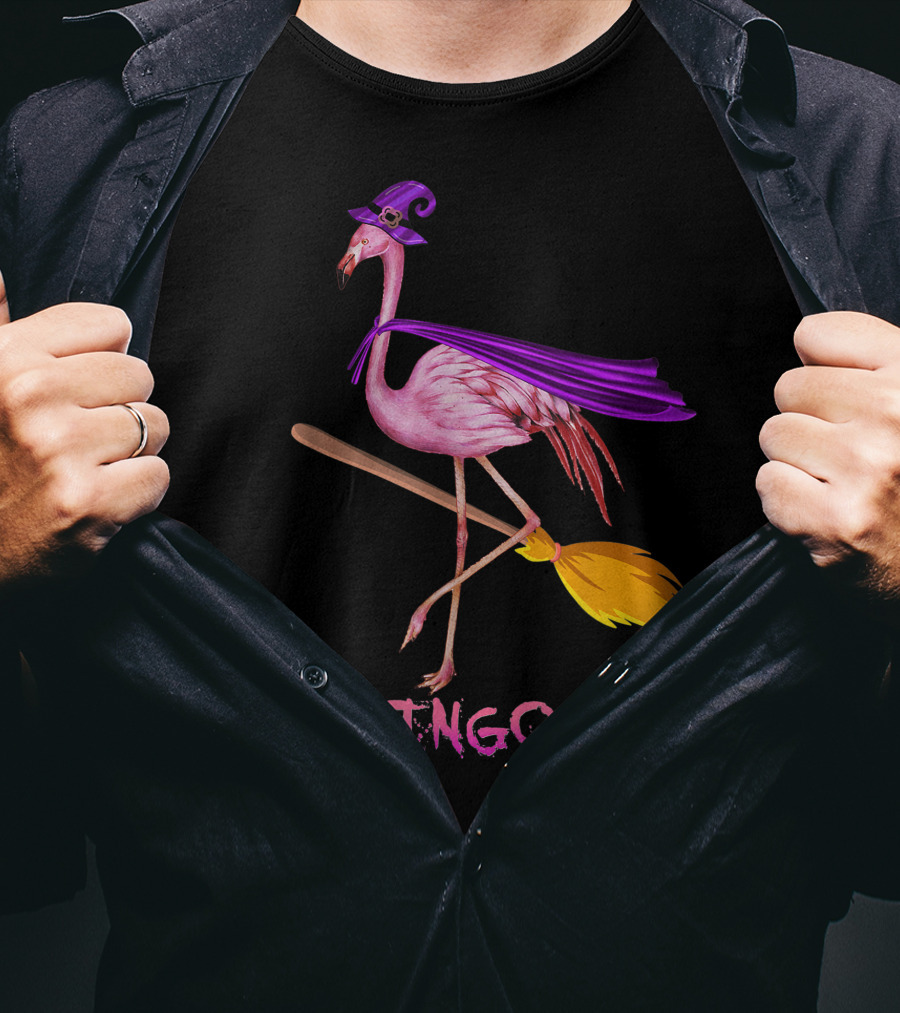 Flamingoween Funny Flamingo Witch Halloween Costume Best T-Shirt