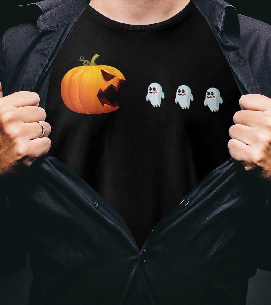 Halloween Jackolantern Chasing Ghosts Pumpkin Ghost Hunter T-Shirt