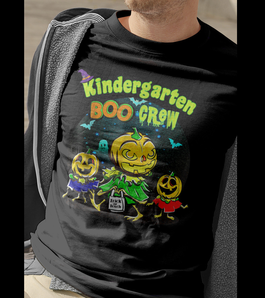 Kindergarten Boo Crew Halloween Trick Or Teach Pumpkin Gang T-Shirt