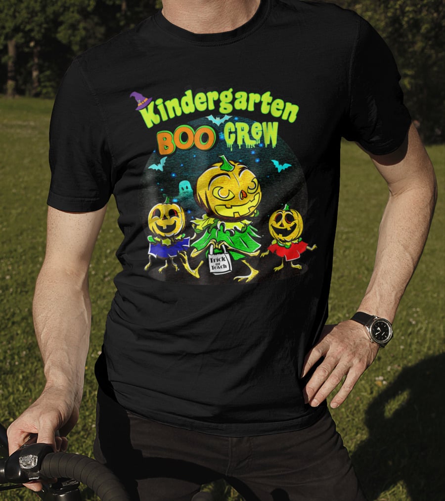 Kindergarten Boo Crew Halloween Trick Or Teach Pumpkin Gang T-Shirt