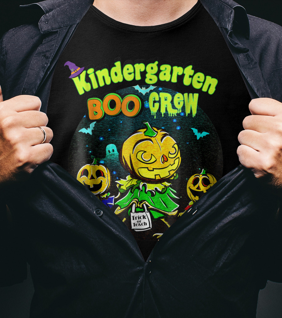 Kindergarten Boo Crew Halloween Trick Or Teach Pumpkin Gang T-Shirt
