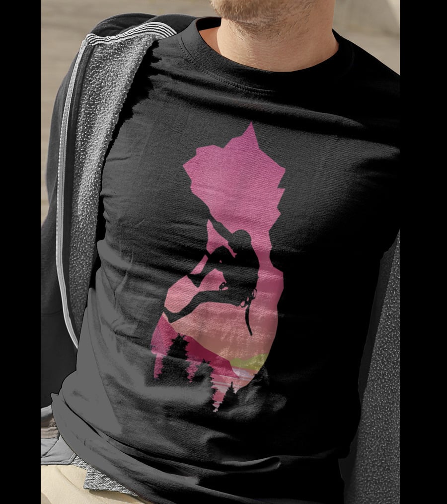 Rock Climbing Adventure Sunset Bouldering Climber Colorful T-Shirt