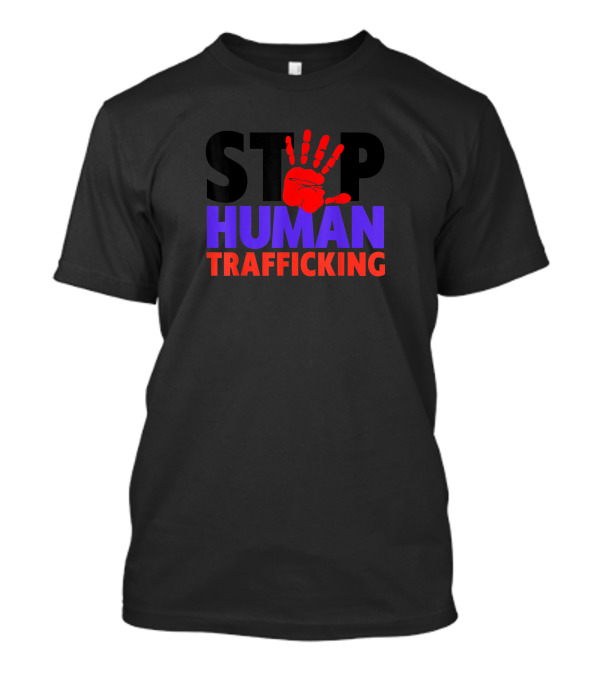 Stop Human Trafficking Red Handprint Awareness T-Shirt