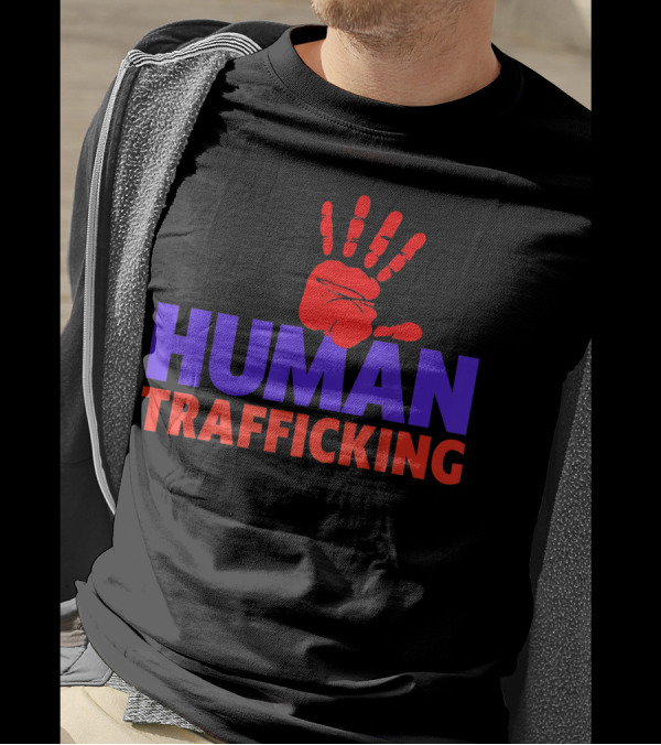 Stop Human Trafficking Red Handprint Awareness T-Shirt