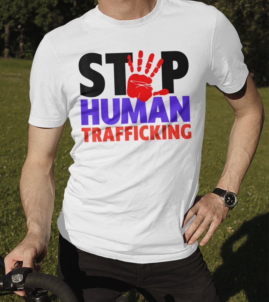 Stop Human Trafficking Red Handprint Awareness T-Shirt