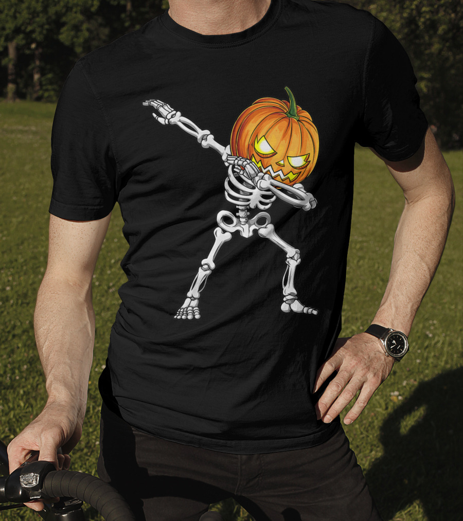 Dabbing Skeleton Pumpkin Halloween Best T-Shirt
