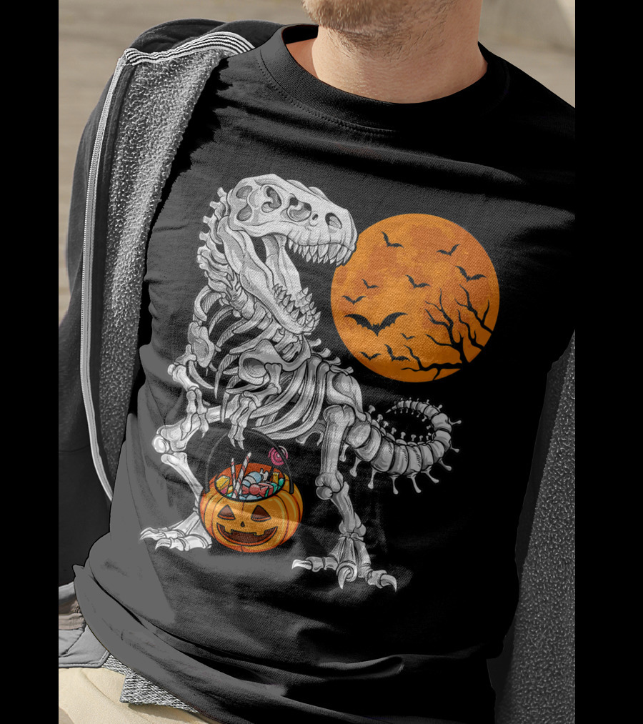 Dinosaur Skeleton Rex Scary Halloween T-Shirt