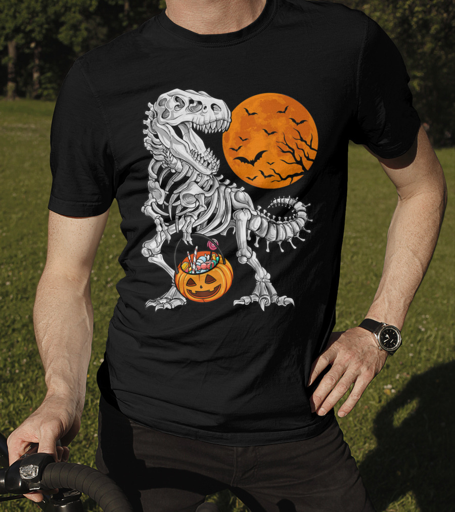 Dinosaur Skeleton Rex Scary Halloween T-Shirt