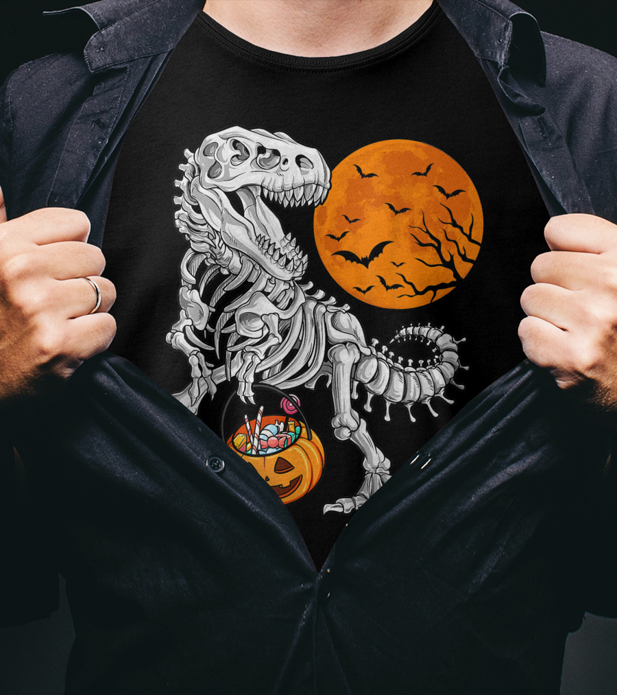Dinosaur Skeleton Rex Scary Halloween T-Shirt