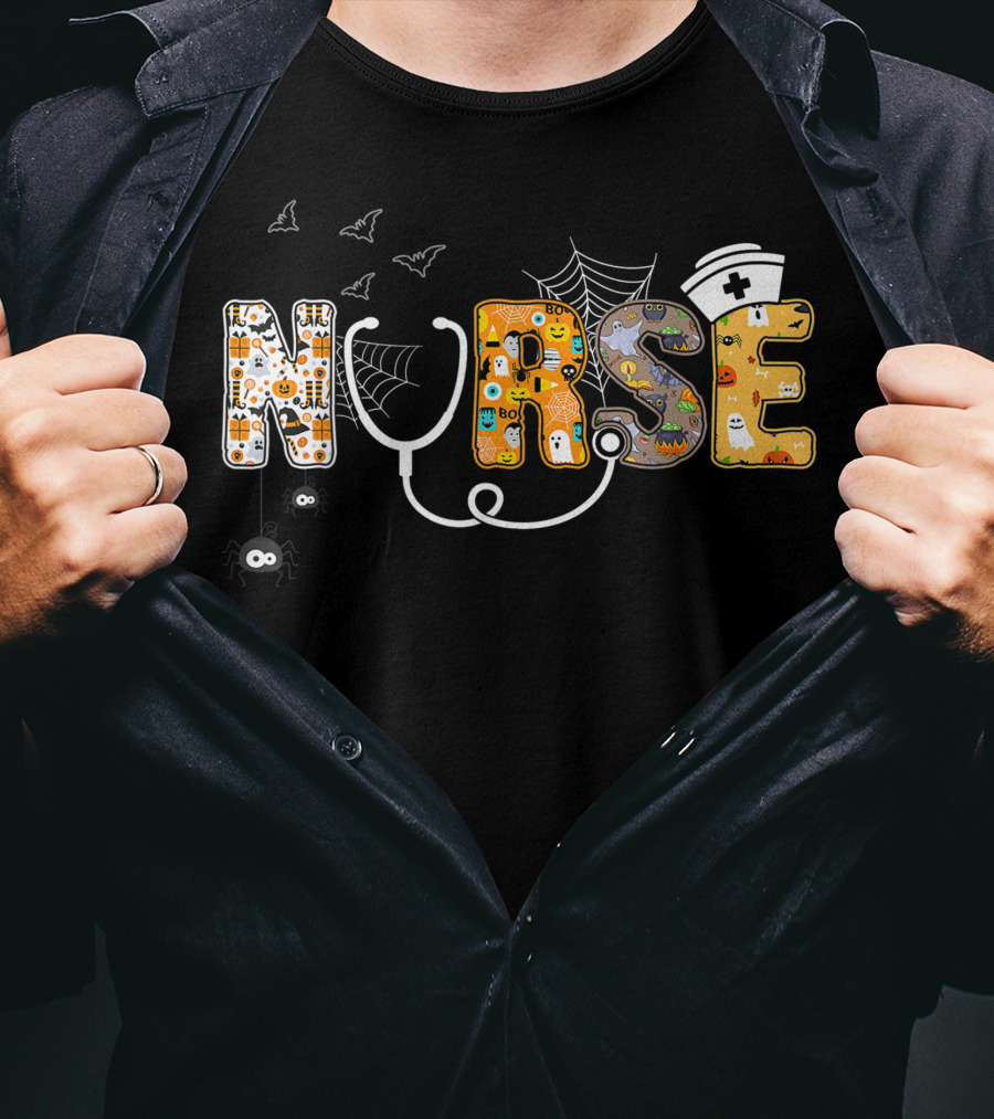 Nurse Pumpkin Boo Spider Witch Hat Best T-Shirt