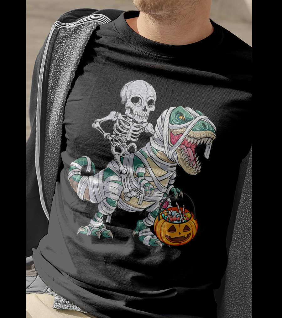 Skeleton Mummy Dinosaur Rex Halloween Best T-Shirt
