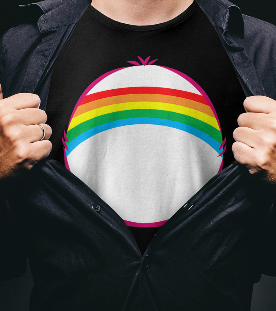 Adult Bear Cheer Rainbow Classic Icon Rainbow Arch T-Shirt