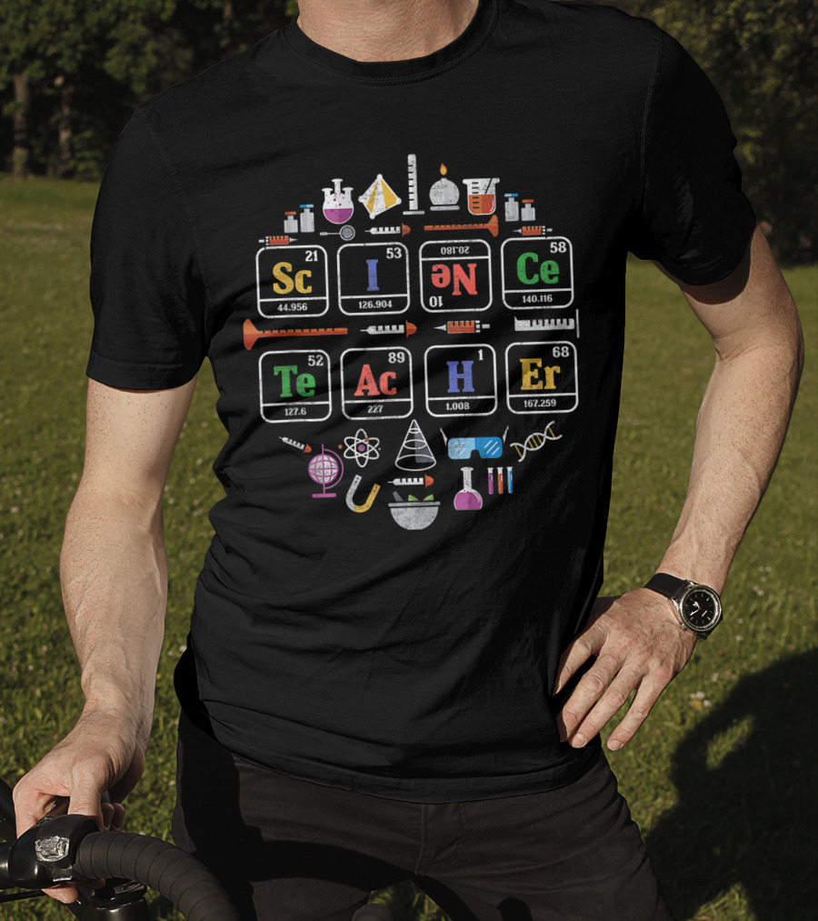 Science Teacher Periodic Table Chemistry Elements Icons T-Shirt