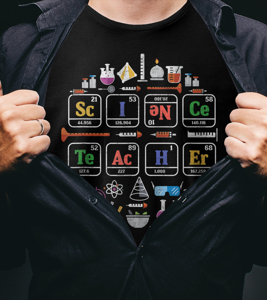 Science Teacher Periodic Table Chemistry Elements Icons T-Shirt