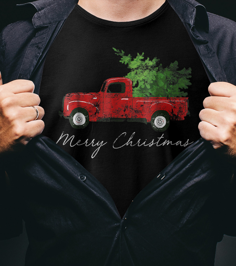 Merry Christmas Vintage Wagon Christmas Tree On Car Xmas Vacation T-Shirt