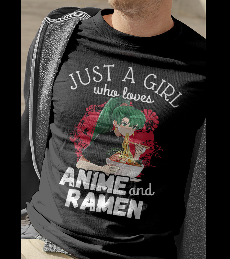 Just A Girl Who Loves Anime And Ramen Manga Aesthetic Japan Style Kawaii T-Shirt