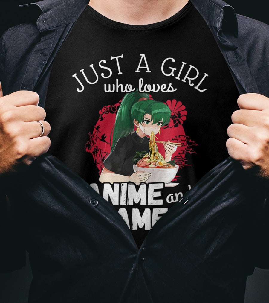 Just A Girl Who Loves Anime And Ramen Manga Aesthetic Japan Style Kawaii T-Shirt