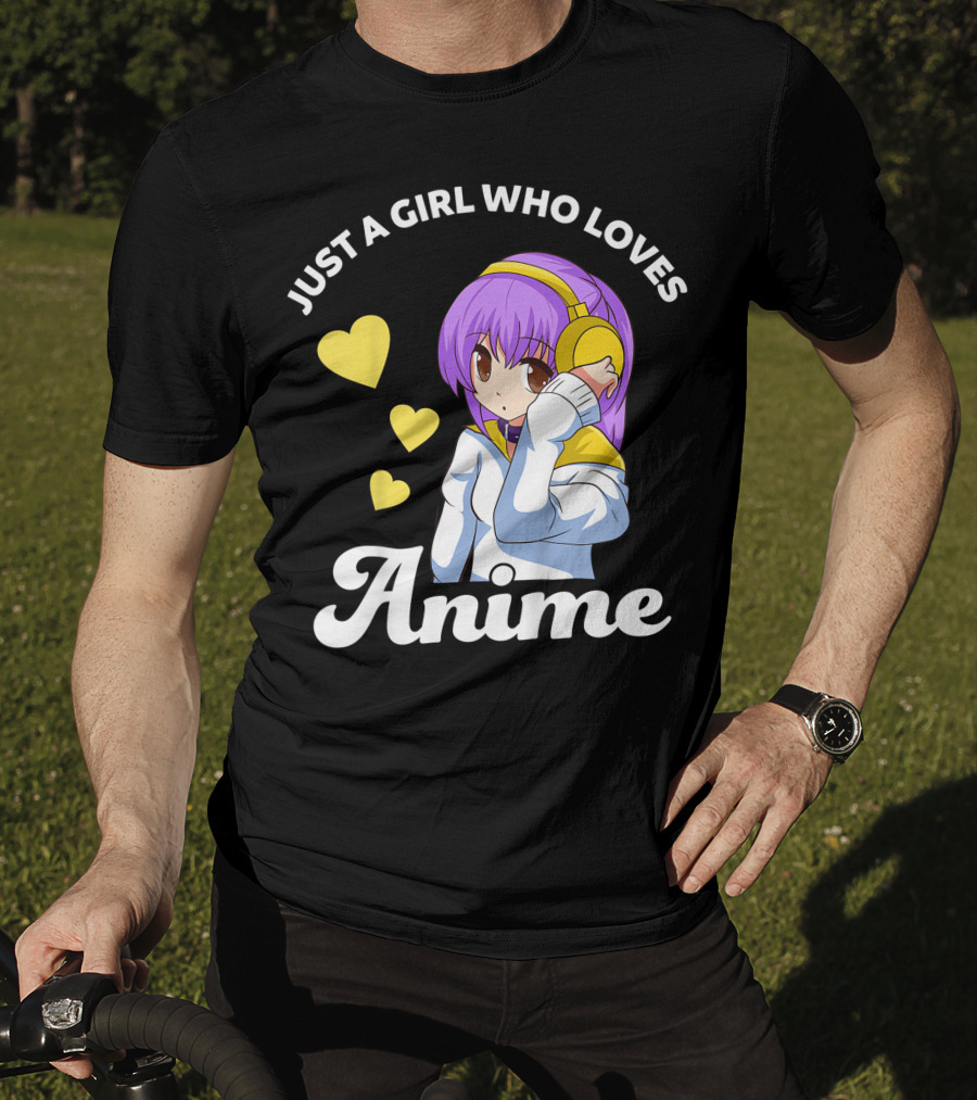 Just A Girl Who Loves Anime Manga Anime Anime Headphones Girl With Hearts T-Shirt