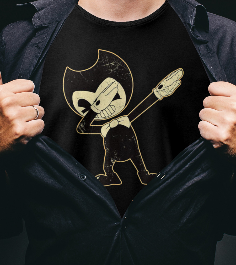 Bendy Dabbing Vintage Cartoon Style Figure With Bow Tie Iconic Pose T-Shirt