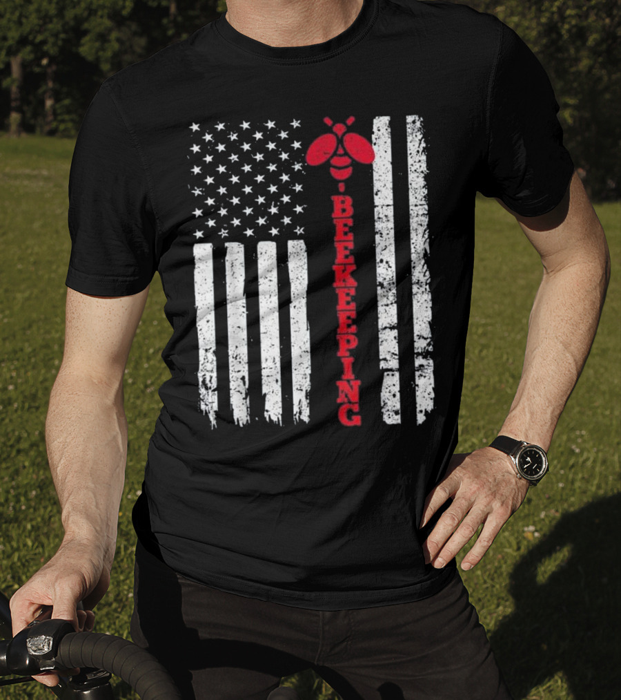 American Flag Beekeeping USA Bee T-Shirt