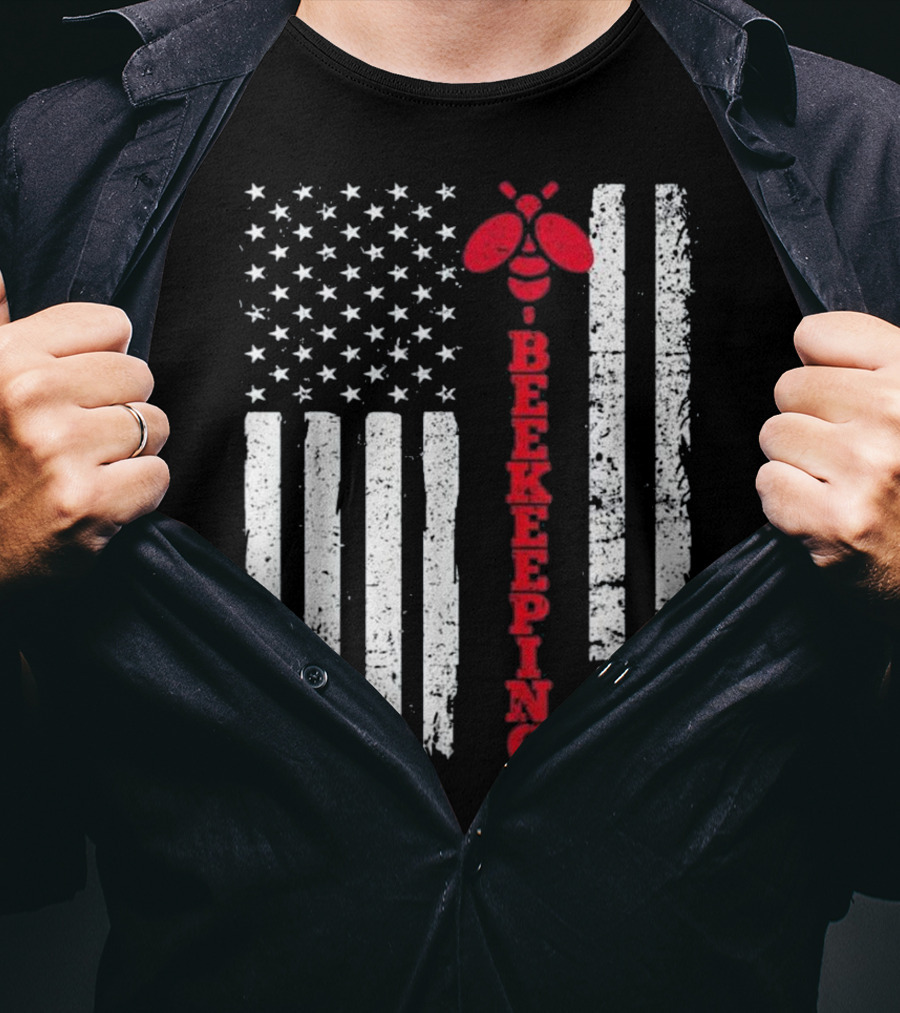 American Flag Beekeeping USA Bee T-Shirt