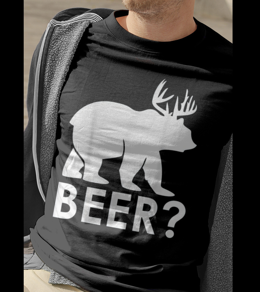 Beer Bear Deer With Antler Question Mark T-Shirt