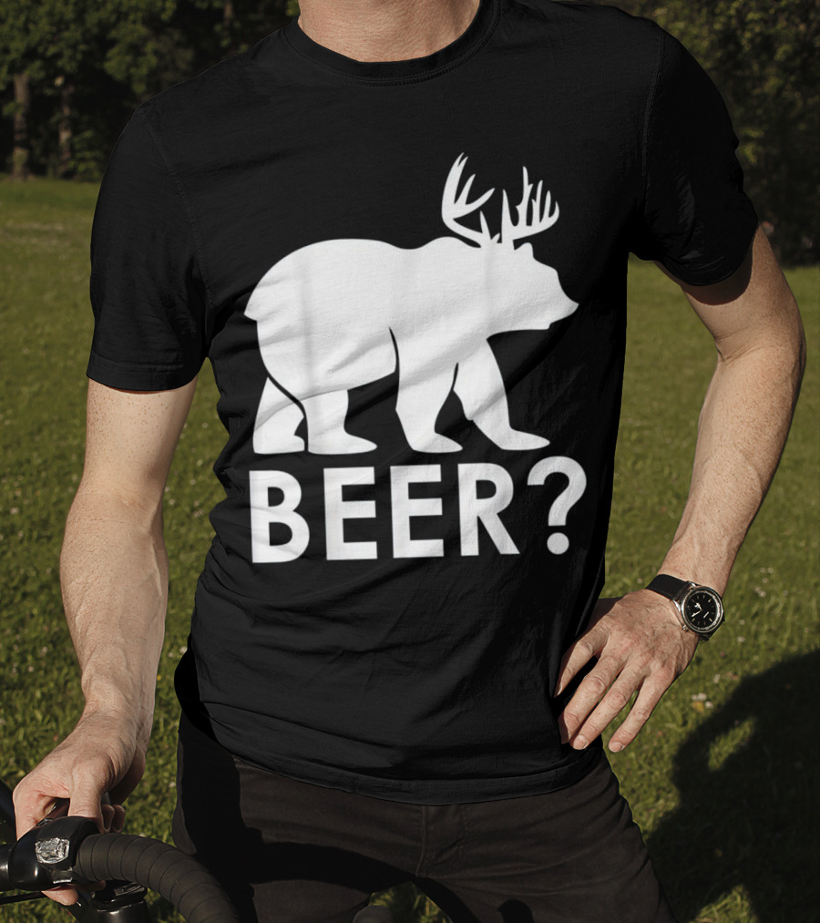 Beer Bear Deer With Antler Question Mark T-Shirt