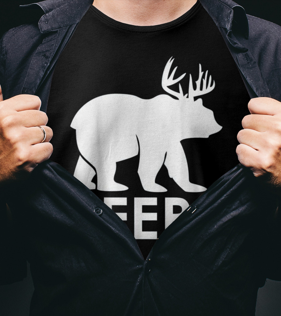 Beer Bear Deer With Antler Question Mark T-Shirt