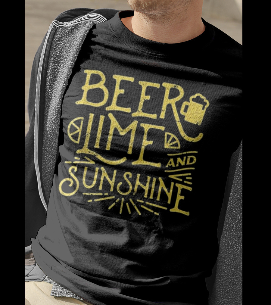 Beer Lime And Sunshine Funny Mexican Cinco Concept T-Shirt