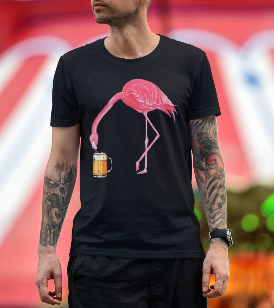 Flamingo Sipping Beer Lovers Mug T-Shirt