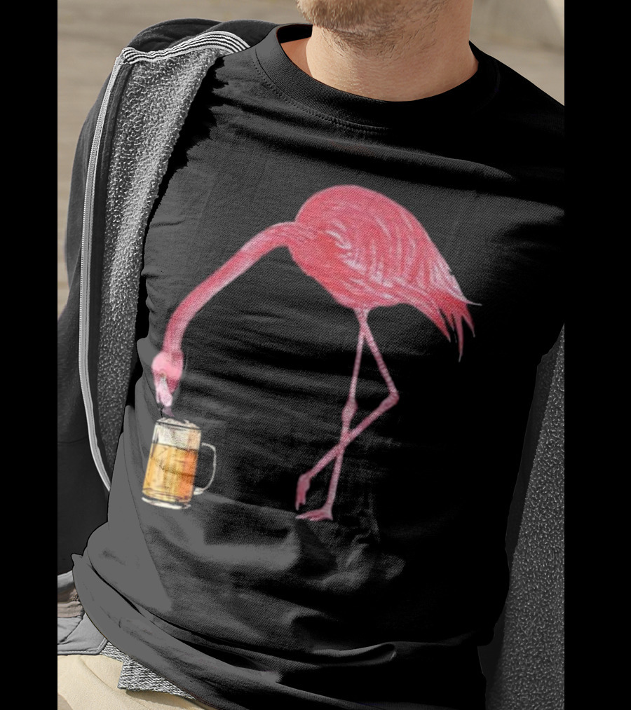 Flamingo Sipping Beer Lovers Mug T-Shirt
