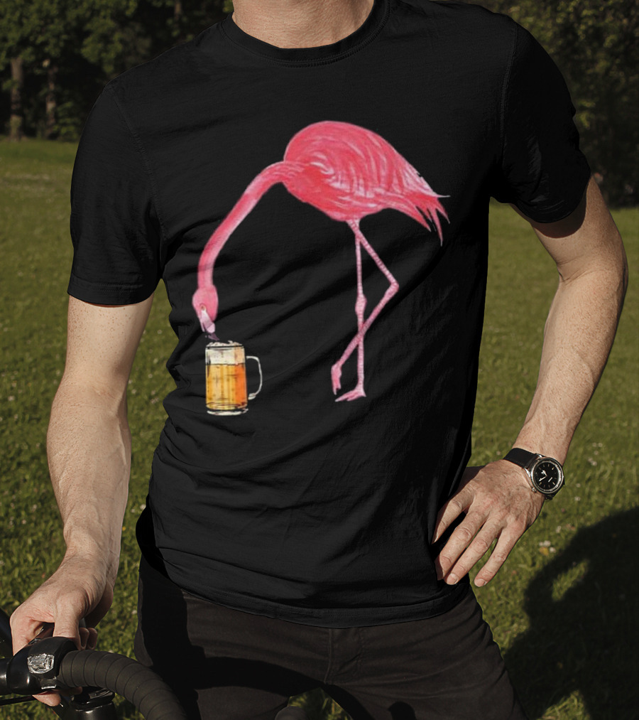 Flamingo Sipping Beer Lovers Mug T-Shirt