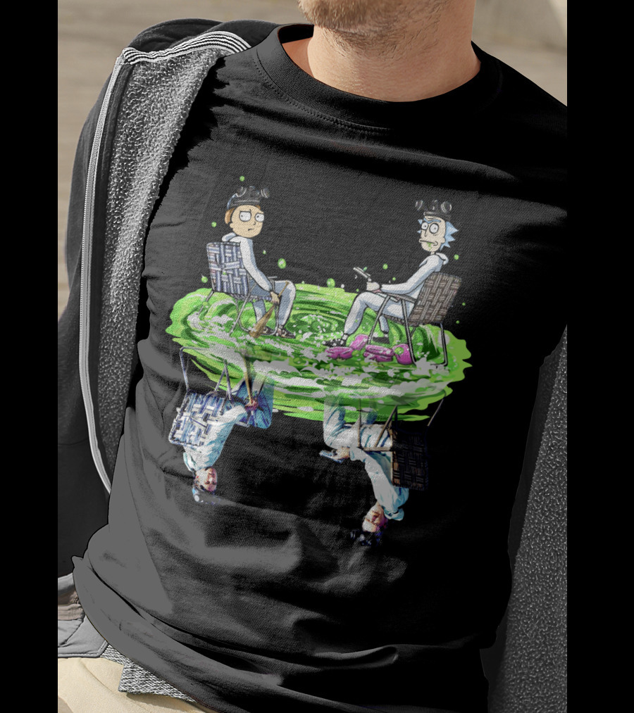 Rick And Morty Sitting On Swamp Reflection T-Shirt