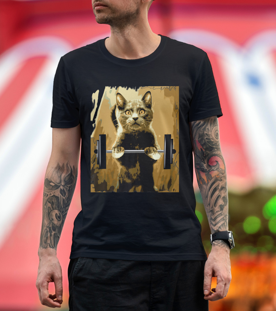 Weightlifting Cat Lifting Barbell Strength Feline T-Shirt