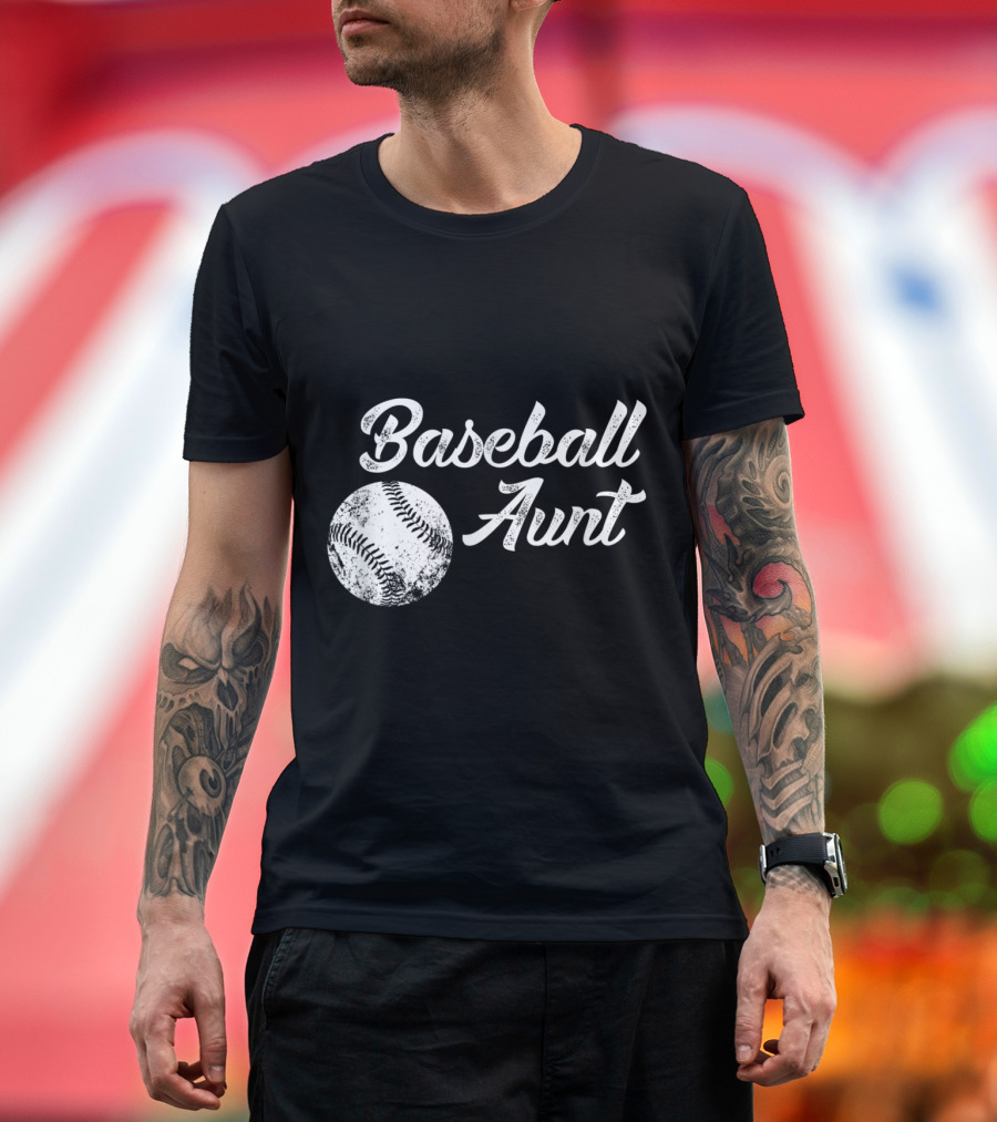 Baseball Aunt Graphic with Vintage Baseball T-Shirt