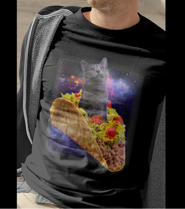 Galaxy Cat With Taco Spaceship Adventure T-Shirt
