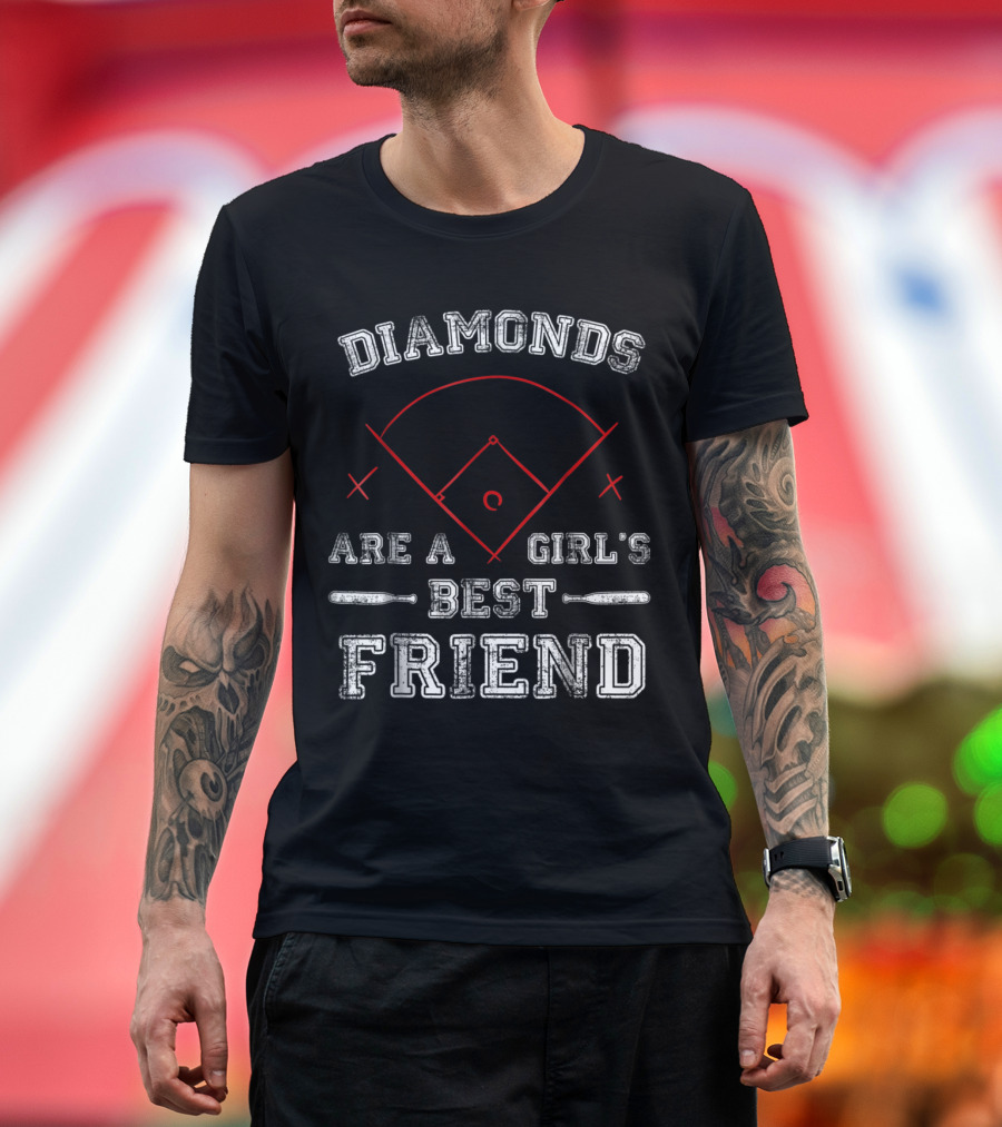 Diamonds Are A Girl's Best Friend Softball Field T-Shirt