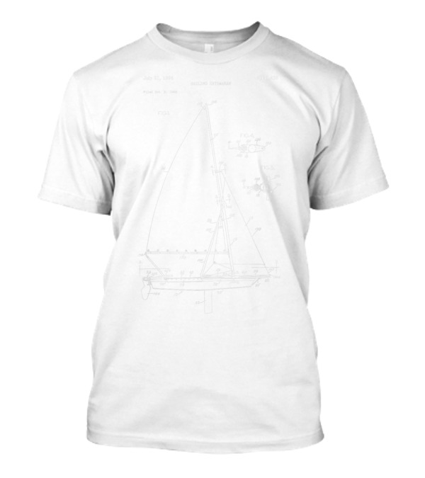 Catamaran Sailboat Blueprint July 21 1964 Patent 3141435 Sailing Catamaran T-Shirt