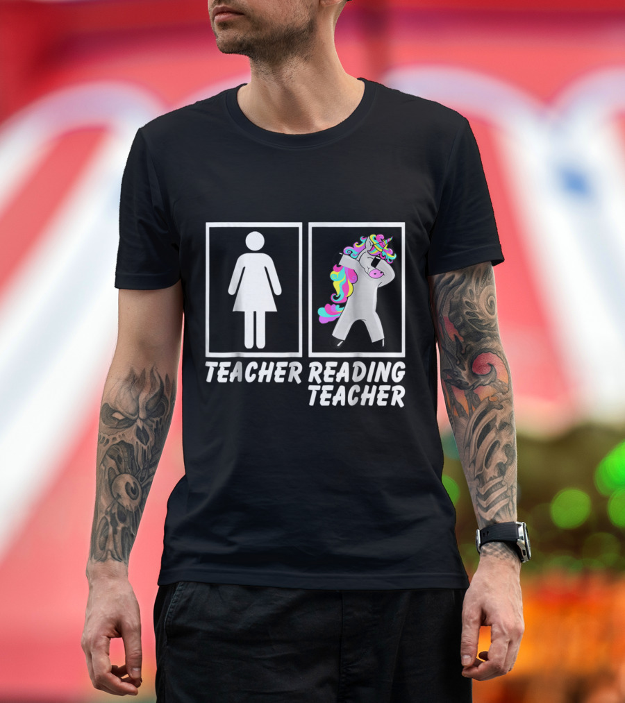 Teacher Reading Teacher Unicorn Dabbing Fun T-Shirt
