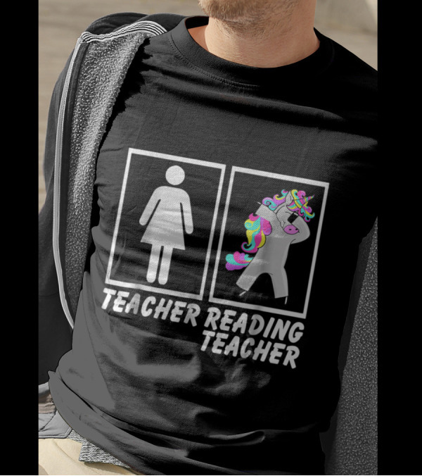 Teacher Reading Teacher Unicorn Dabbing Fun T-Shirt