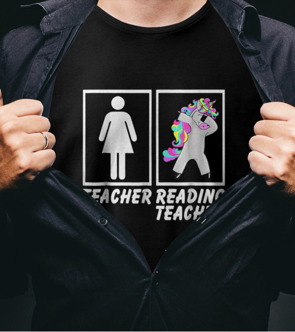 Teacher Reading Teacher Unicorn Dabbing Fun T-Shirt