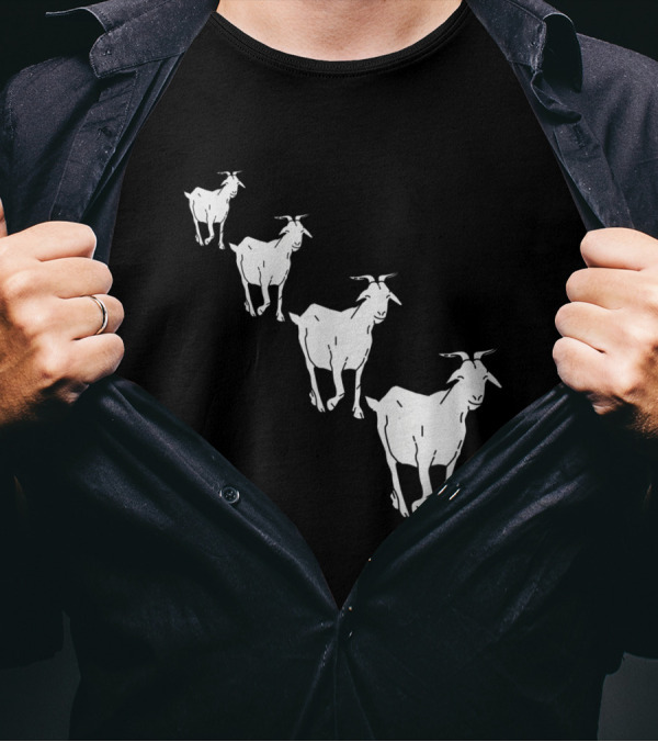 Four Funny Goats Running For Goat Parade Iconic Animal Humor T-Shirt